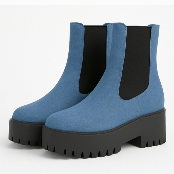 None Shoes - Elegant Blue Heeled Boots
